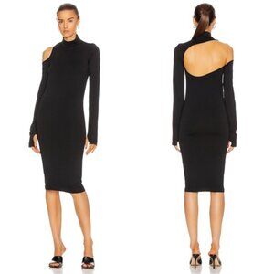 Helmut Lang Black Bodycon Long Sleeve Cutout Dress Size M/L